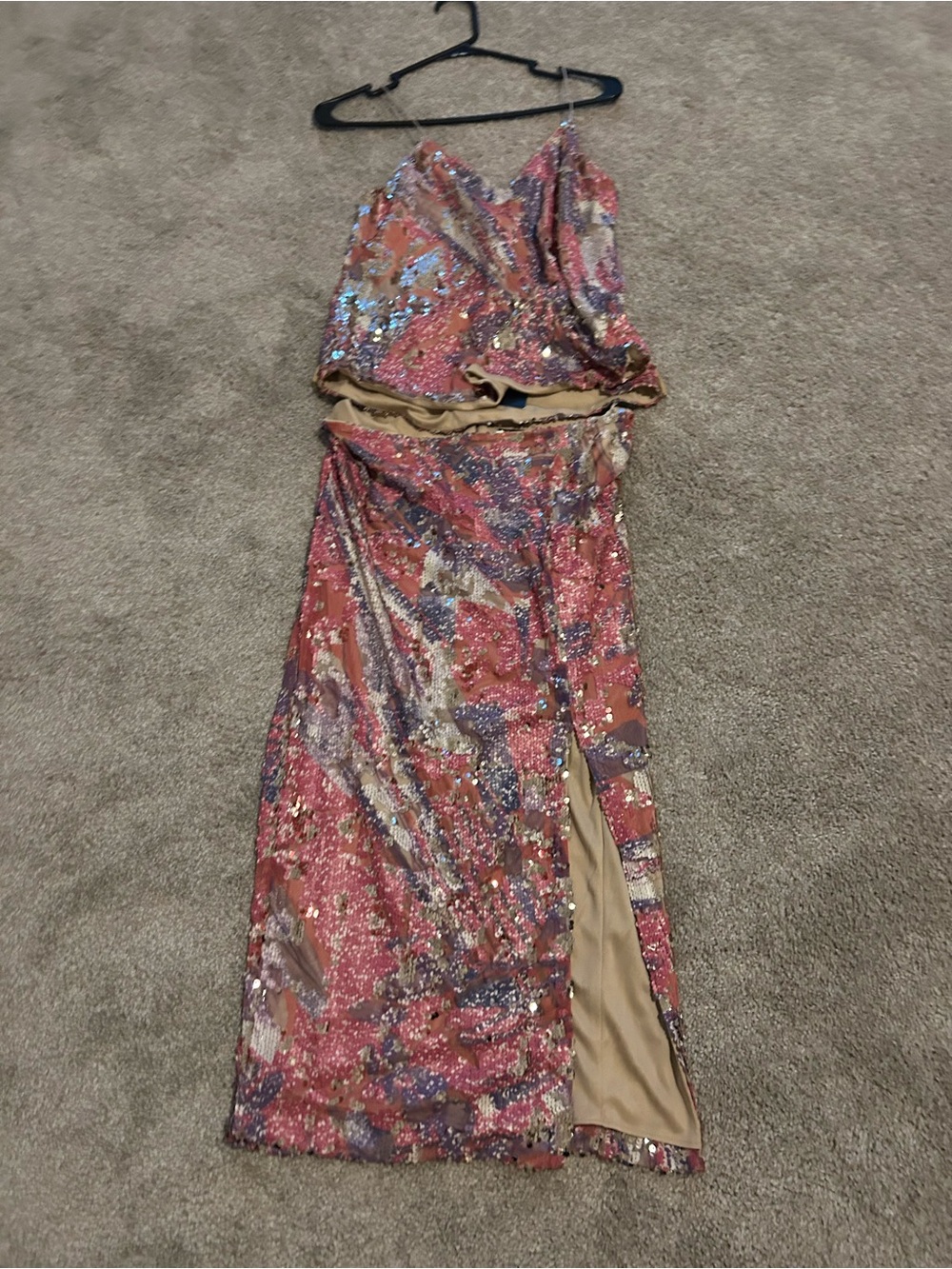 Designer Sequin Split-Skirt Evening Dress